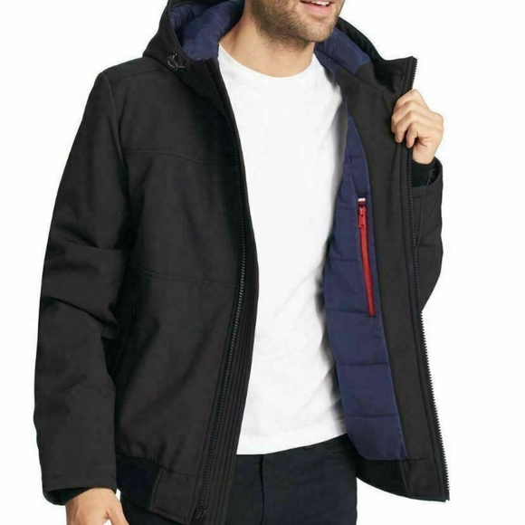 tommy hilfiger men's hooded soft shell jacket